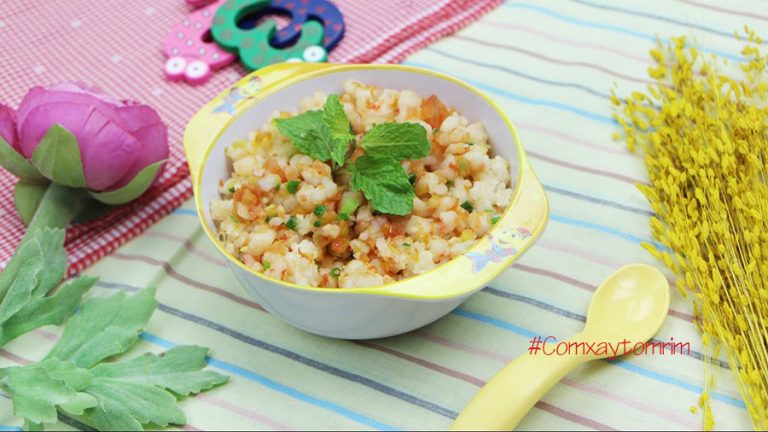 cach lam com xay tom rim thom ngon cho be