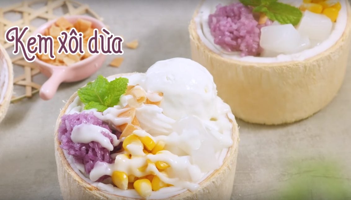 Cách làm kem xôi dừa lá cẩm siêu ngon cho bé vào hè